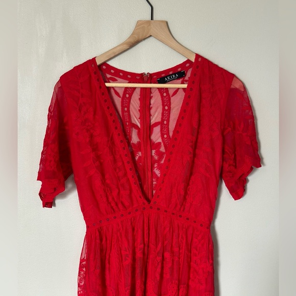 Semi sheer lace v neck maxi dress. - Picture 8 of 15